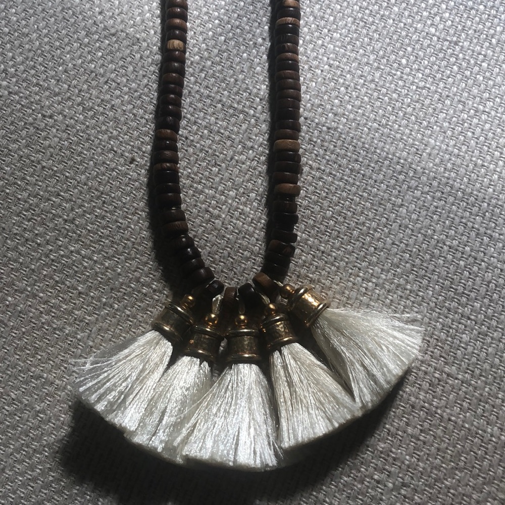 Sylvia Benson Wood Chain Silk Tassel Necklace